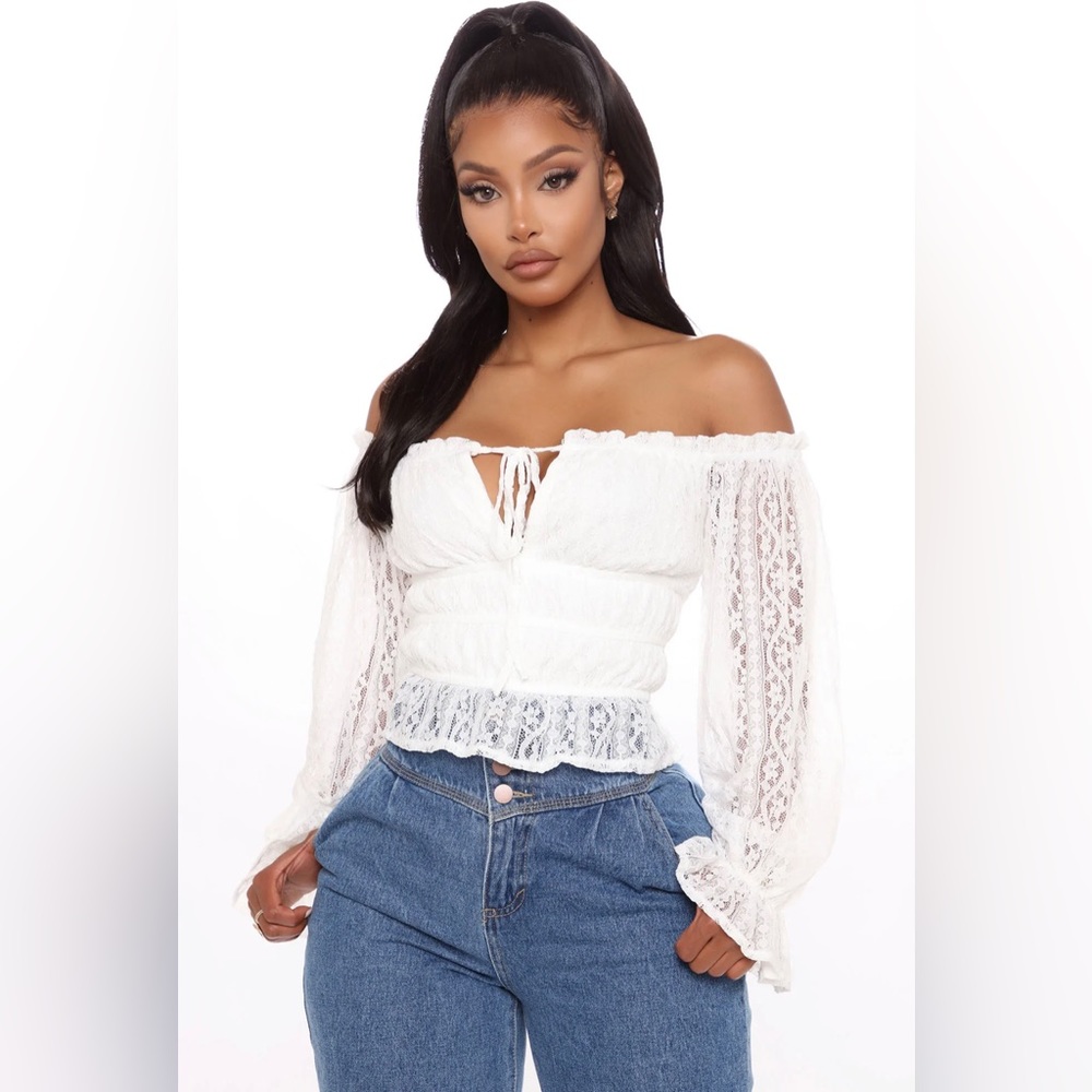 Say It To My Lace Off Shoulder Top